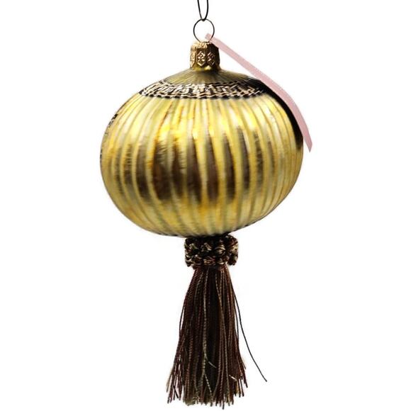 John Toole Oriental Lantern Gold Flowers Tasseled Christmas Tree Ornament - Picture 8 of 11